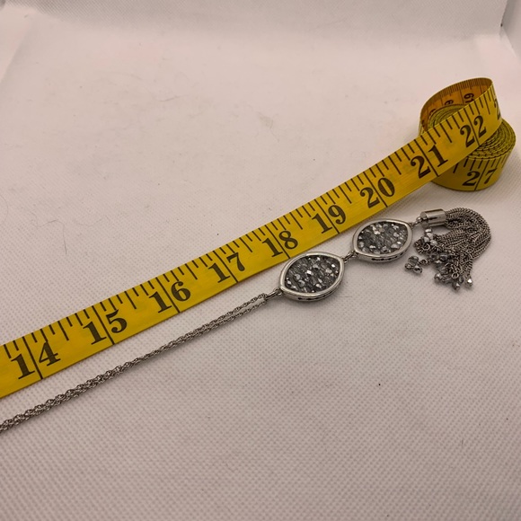 Silver Beaded Long Necklace with Tassels - Picture 6 of 7